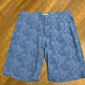 Peter Millar Shackleford Performance Hybrid Golf Shorts Men's 35 X 9.5 Camo Blue